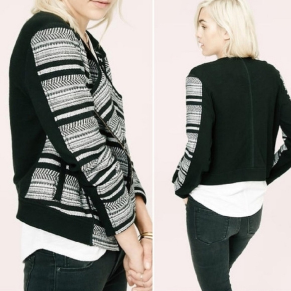 Lou & Grey Asymmetrical Zip Knit Moto Jacket - M - Picture 2 of 8